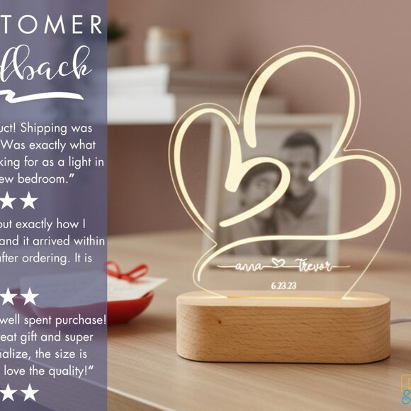 Personalized Couples Night Light – Custom LED Love Lamp - Picture 7 of 8